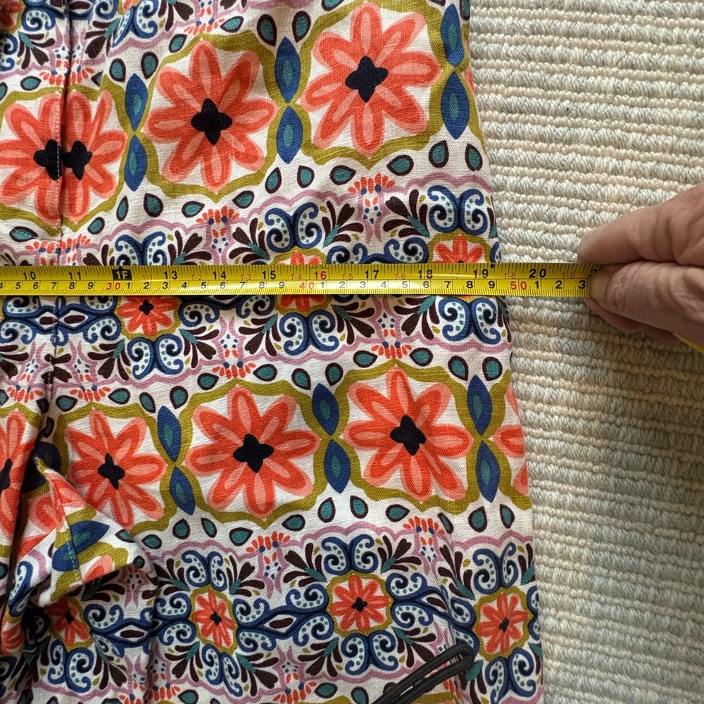 Boden linen pants NWT 8 wide leg trouser Floral Geo Multicolor, gorgeous print - Picture 7 of 14